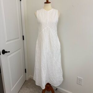 Zara Women’s Embroidered Eyelet Sleeveless Midi Dress 8571/115/250 Sz M Cotton